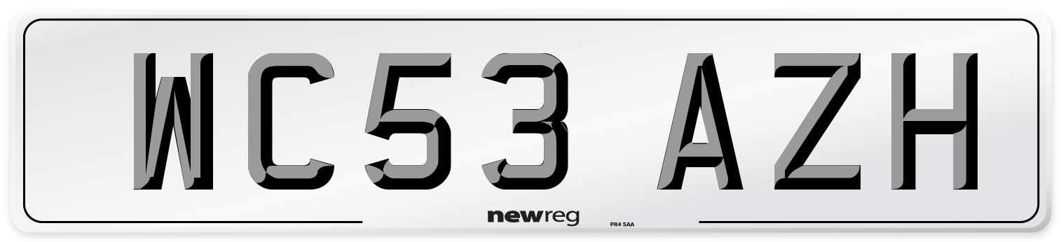 WC53 AZH Number Plate from New Reg